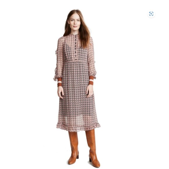 BAUM UND PFERDGARTEN Dresses & Skirts - BAUM UND PFERDGARTEN Abbia Dress In Rose Edge Houndstooth